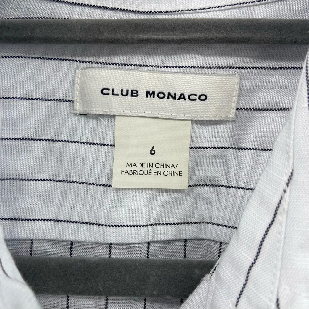 Club Monaco Pinstriped Linen Blend Sleeveless Romper Size 6 - Picture 2 of 8